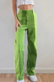 Greatnfb High Waist Corduroy Patchwork Long Pants