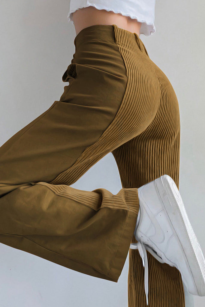 Greatnfb High Waist Corduroy Patchwork Long Pants