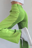 Greatnfb High Waist Corduroy Patchwork Long Pants