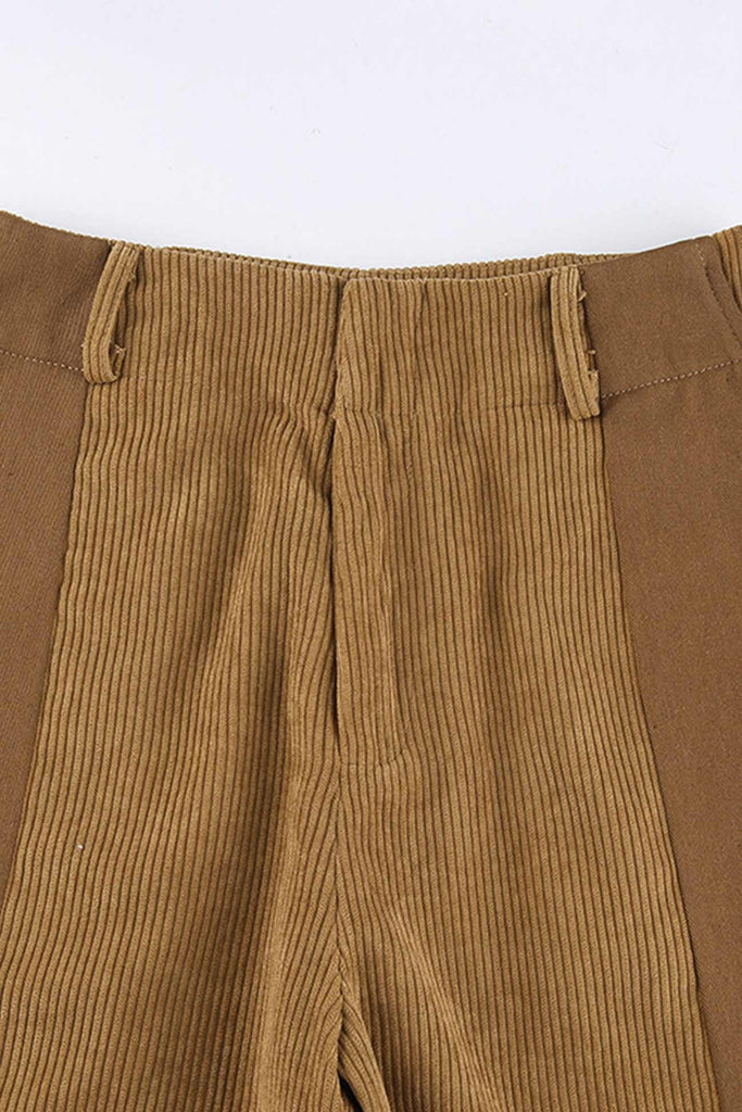 Greatnfb High Waist Corduroy Patchwork Long Pants