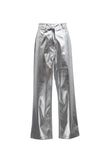 Greatnfb High Waist Reflective PU Leather Pants