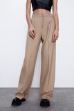 Greatnfb Khaki Loose Straight Suit Long Pants