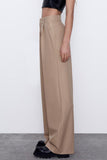 Greatnfb Khaki Loose Straight Suit Long Pants