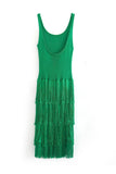 Greatnfb Knit Fringe Tiered Tank Dress