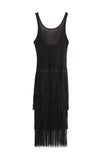 Greatnfb Knit Fringe Tiered Tank Dress