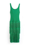 Greatnfb Knit Fringe Tiered Tank Dress