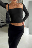 Greatnfb Long Sleeve Cardigan Strapless Separate Two-piece Tops