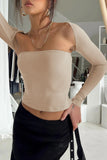 Greatnfb Long Sleeve Cardigan Strapless Separate Two-piece Tops