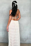 Greatnfb Mesh Lace Halter Vest Tiered Skirt Suits