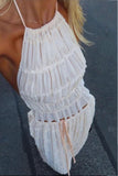 Greatnfb Mesh Lace Halter Vest Tiered Skirt Suits