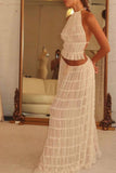 Greatnfb Mesh Lace Halter Vest Tiered Skirt Suits