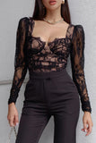 Greatnfb Mesh Lace Square Neck Tops