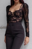 Greatnfb Mesh Lace Square Neck Tops