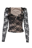 Greatnfb Mesh Lace Square Neck Tops