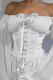 Greatnfb Off Shoulder Lace-up Corset Ruched Dress