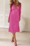 Greatnfb Pleated Flares Sleeve Tie-waist Dress