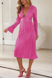 Greatnfb Pleated Flares Sleeve Tie-waist Dress