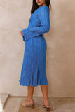 Greatnfb Pleated Flares Sleeve Tie-waist Dress