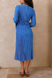 Greatnfb Pleated Flares Sleeve Tie-waist Dress