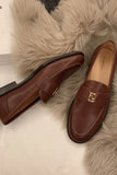 Greatnfb Pointed-toe Metal Buckle Loafers