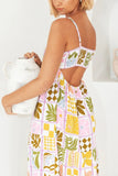 Greatnfb Printed Smocked Cutout Cami Dress