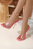 Greatnfb Rainbow Printed Heart High Heel Sandals