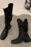 Greatnfb Ruched Square-toe Knee High Boots