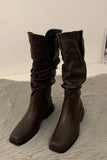 Greatnfb Ruched Square-toe Knee High Boots