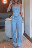 Greatnfb Sequins Denim Sleeveless Two-Piece Set