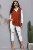 Greatnfb V Neck Sleeveless Plaid Cable Knit Tank Top Sweaters