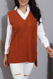 Greatnfb V Neck Sleeveless Plaid Cable Knit Tank Top Sweaters