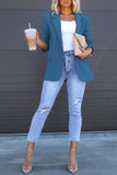 Greatnfb Solid Back Slit Mid-length Blazer