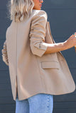 Greatnfb Solid Back Slit Mid-length Blazer