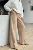 Greatnfb Solid Color High Waist Loose Suit Pants