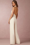 Greatnfb Solid Color V Neck Halter Jumpsuits