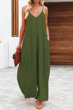 Greatnfb Solid Pocketed Wide Leg Cami Jumpsuits