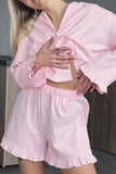 Greatnfb Solid Ruffle Cotton Loungewear