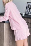 Greatnfb Solid Ruffle Cotton Loungewear