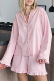 Greatnfb Solid Ruffle Cotton Loungewear