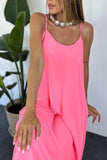 Greatnfb Solid Color A-Line Sleeveless Midi Dress