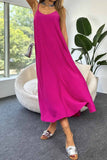 Greatnfb Solid Color A-Line Sleeveless Midi Dress