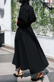 Greatnfb Cotton Long Sleeve A-Line Shirt Midi Dress