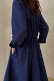 Greatnfb Cotton Long Sleeve A-Line Shirt Midi Dress