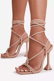 Greatnfb Square Toe Stiletto Ankle Strap Sandals