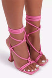 Greatnfb Square Toe Stiletto Ankle Strap Sandals