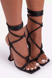 Greatnfb Square Toe Stiletto Ankle Strap Sandals