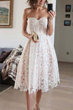 Greatnfb Strapless Embroidered Lace Midi Dress