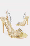 Greatnfb Clear Rhinestone Slingback High Heel Sandals