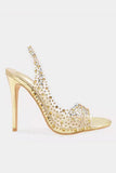 Greatnfb Clear Rhinestone Slingback High Heel Sandals