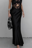 Greatnfb V Neck Lace Cutout Satin Pack Hip Dress